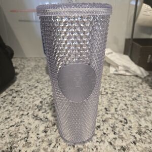 Starbucks Silver/White Studded Tumbler with Iridescent Finish